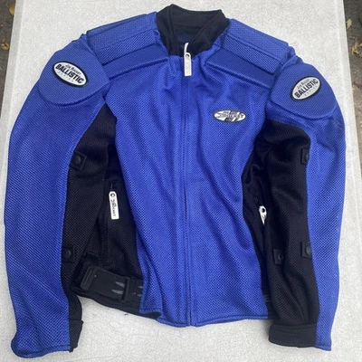 Joe Rocket Jacket Mens Large Blue Black Mesh Ballistic Motorcycle Riding Armor - Image 1 of 4