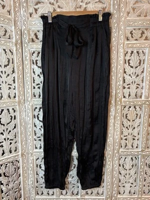 Bolsa de Papel Angie Elástica Alta Cintura con Corbata Frontal Negra Sedosa Boho Hippie Festival M Foto 1 de 4