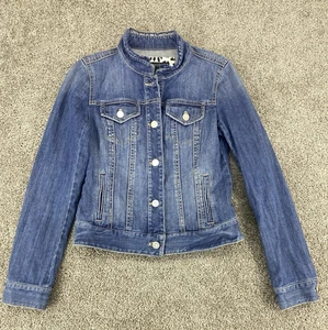White House Black Market Jeansjacke mittelblaue Waschung Größe 00 - Bild 1 von 9