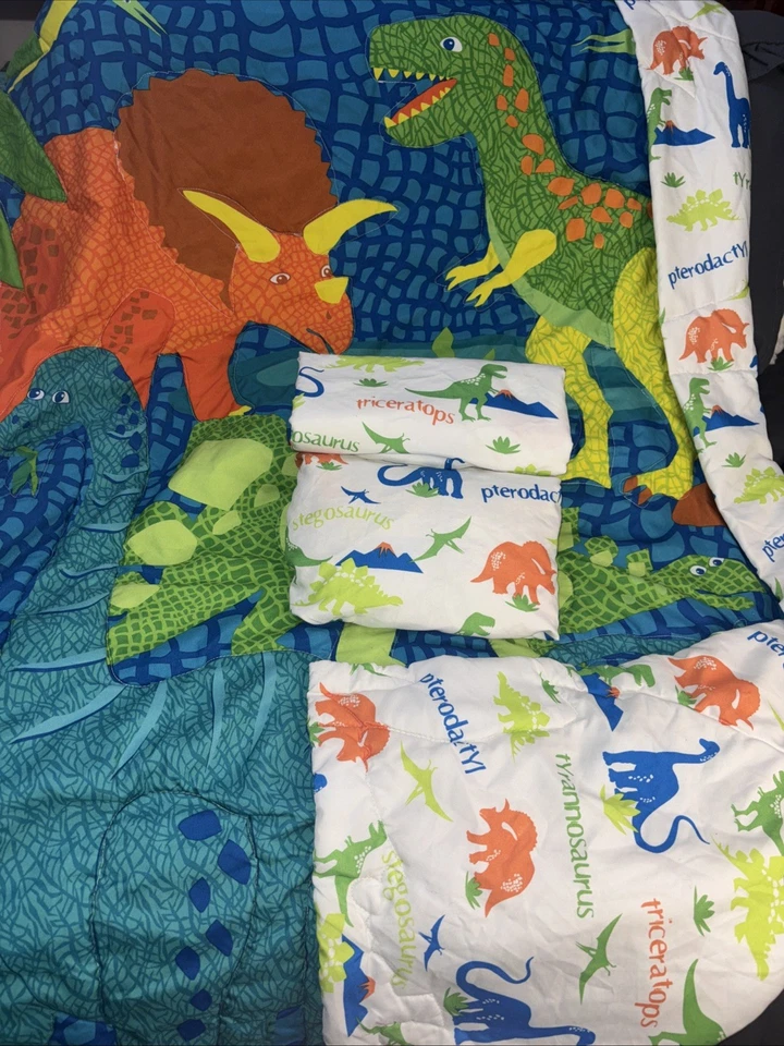 3 Piece Dinosaur Toddler Bedding Set - Reversible Microfiber Comforter Sheets - Image 1 of 4