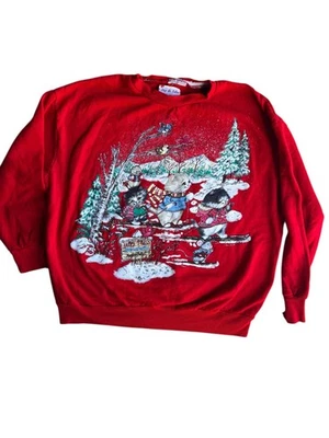 Sudadera Happy Trails Para Mujer Gato Invierno Estampado Gráfico Abuela Roja Talla XL Foto 1 de 4