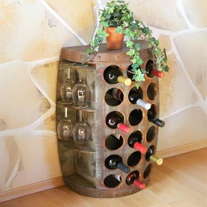 Scaffale per vino in legno in piedi botte scaffale per bottiglie 1486 botte per vino supporto per vino 72 cm bar - Foto 1 di 10