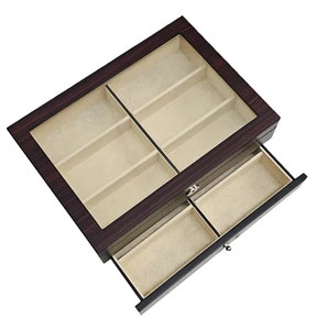 12 Ebony Walnut Wood Eyeglass Two Level Glasses Display Case (NEW WITH DEFECTS) - Picture 1 of 8