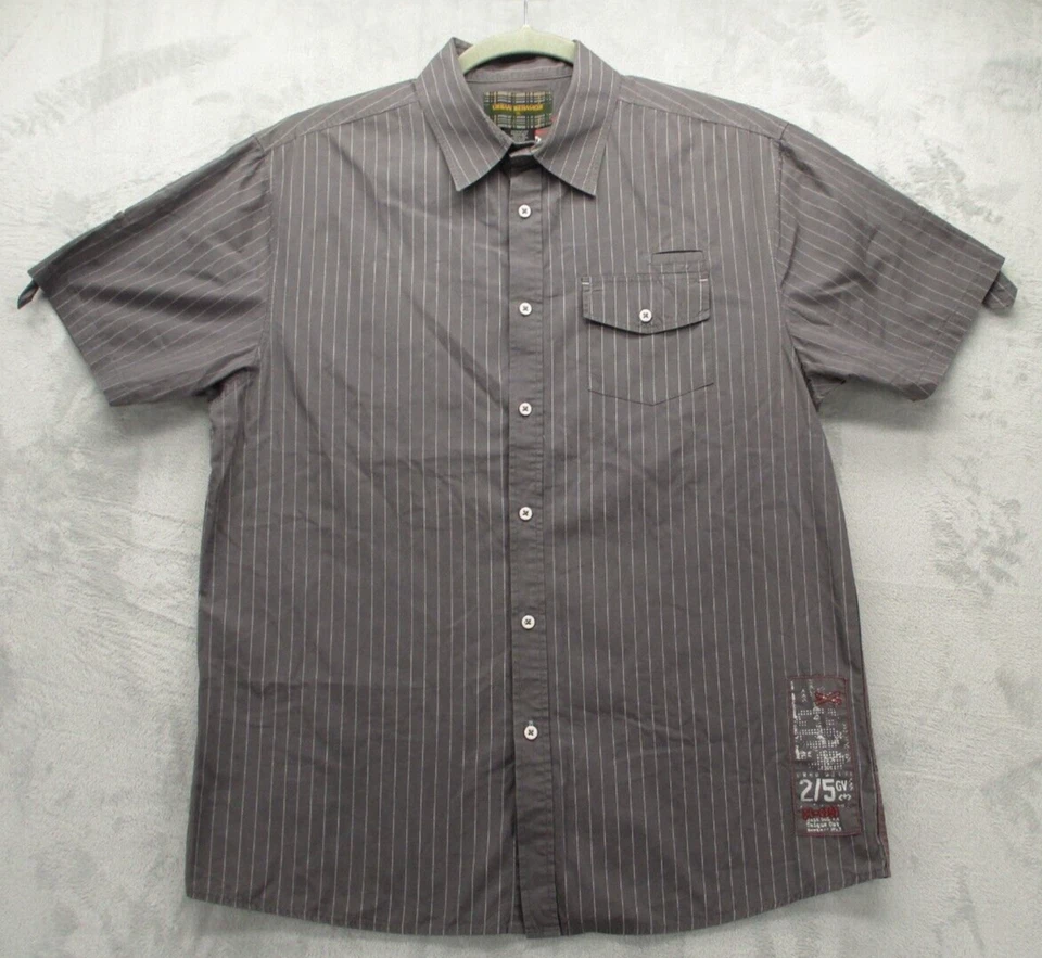 Camisa con botones Urban Behavior para hombre X-grande delgada gris con patrón de rayas algodón Foto 1 de 4