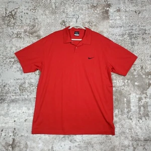 Nike Golf Dry Fit Polo Shirt Mens Size XXL Short Sleeve Red Solid 1/4 Button Up - Picture 1 of 9