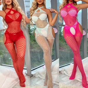 Women Lingerie Sexy Fishnet Body Stock Babydoll Sleepwear See-through Bodysuit - Picture 1 of 17