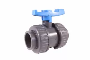 PVC DOUBLE UNION BALL VALVE 1-1/2" - Socket - Sanipro - (Pack of 2) - Picture 1 of 3