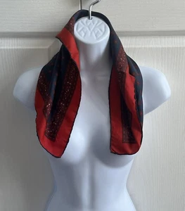 Vintage Silk Blend Red Navy Bandana/Scarf. Square 18x18. - Picture 1 of 3