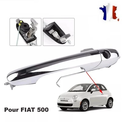 POIGNEE PORTIERE CONDUCTEUR AVANT GAUCHE CHROMEE, FIAT 500 - 07 - Photo 1/4