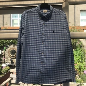Next - Mens Blue Check Long Sleeved Shirt With Button Down Collar Size Large Vgc - Picture 1 of 11