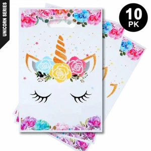 10 Pack Unicorn Plastic Party Loot Bags | Gift Bags - Picture 1 of 1