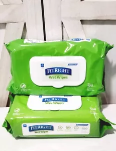 FitRight Wet Wipes Personal Cleansing, Fragrance Free, 8x10in. White, 2 Packs - Picture 1 of 4