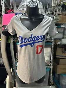 OHTANI #17 LOS ANGELES BASEBALL GREY V-NECK SLIM FIT LADIES Large - Picture 1 of 2