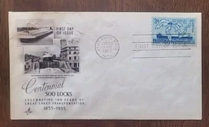 US FDC # 1069 Soo Locks Great Lake Transportation 1955. - Picture 1 of 7