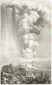 Stampa antica originale Eruzione del 22 Ottobre 1822 Vesuvio Napoli Italy - Imagen 1 de 1