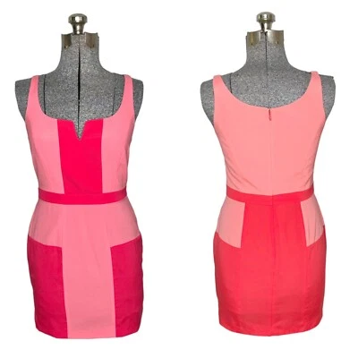 Vestido Vaina Jay Godfrey Seda Rosa Bloques de Color Talla 6 Barbiecore Cóctel Fiesta Foto 1 de 4