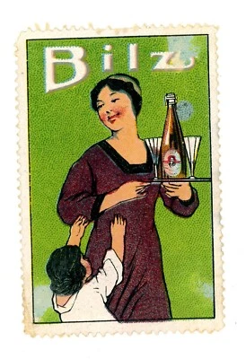 1900-18 Bilz Shower Mother & Child German Poster Stamp Soft Drink Friedrich - Image 1 of 2