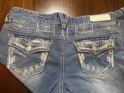 Pantalones de mezclilla para mujer Vanity Premium Collection 30W azul lavado medio desgastado Foto 1 de 4