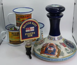 Lot of 5 - Pusser’s Rum Decanter Jug / 3 mugs / 25 ML OPTIC - British Royal Navy - Picture 1 of 23