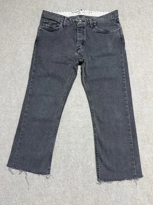 Pantalones de mezclilla Vans para hombre 32x32 gris pierna recta botón mosca dobladillo deshilachado hechos a medida Foto 1 de 4