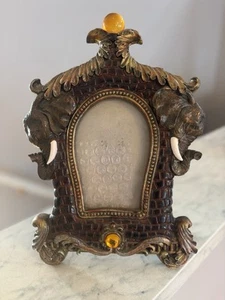 ORNATE AFRICAN ELEPHANTS PHOTO FRAME W/FAUX JEWEL ACCENTS - Picture 1 of 7
