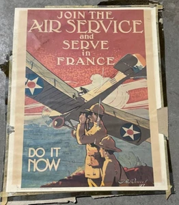 WW1 1917 Join The Air Service poster di J. Paul Verrees anni 60 ristampa - Foto 1 di 8
