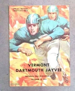 DARTMOUTH JAYVEE @ UNIVERSITY OF VERMONT COLLEGE FOOTBALL-PROGRAMM - 1953 - EX - Bild 1 von 1