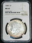 1888 Morgan Silver Dollar Coin NGC MS63 Light Toning