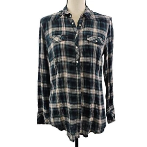 Zara Damen Langarmshirt grün kariert Perle Snap Western - Größe Medium - Bild 1 von 21