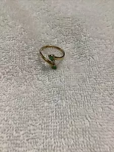 Nachlass 10K massiver Goldring Diamant & grüner Topas Wickelring - Bild 1 von 11