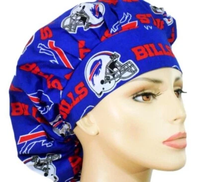 Scrub Hats-Buffalo Bills-Women's Bouffant Surgical Scrub Hat/Scrub Cap Handmade - Image 1 of 4