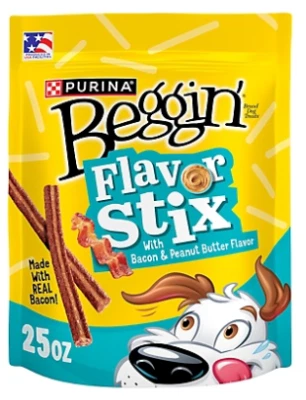 Purina Beggin' Flavor Stix With Bacon & Peanut Butter Flavor - 25 oz. Pouch - Image 1 of 4