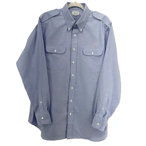 Hamilton Mens Dress Shirt 17-34/35 Tall Blue Oxford March 23 Epaulet Long Sleeve - Picture 1 of 14