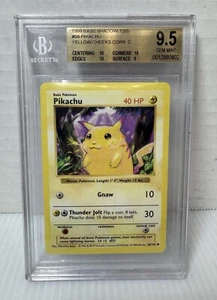 BGS 9.5 1999 Pikachu Yellow Cheeks 58/102 Base Set Shadowless Pokemon - Picture 1 of 2