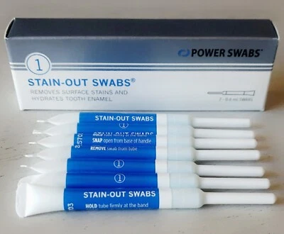NEW Power Swabs Stain-Out Swabs Whitening Teeth Sheer Science Step 1 Box Of 7pc