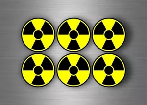 pack of 6x radioactiv radiation biohazard sign decal sticker symbol warning - Bild 1 von 1