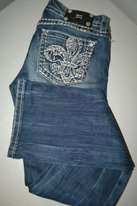 Miss Me Women's Signature Slim Boot Gem Embellished Blue Jeans Sz 27x33 - Picture 1 of 12