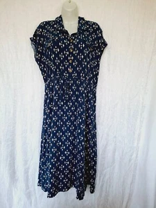 Lucky Brand Rare XL Blue White Women’s Nautical Coastal Beach Midi Navy Dress - Bild 1 von 5