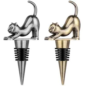 Vintage Style Cat Wine Stopper Elegant Metal Kitty Design Kitchen & Home Decor - Picture 1 of 17