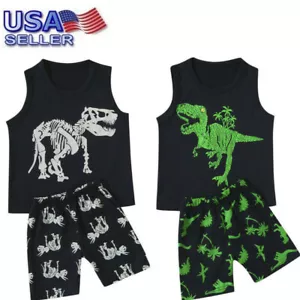Set completo vestiti gilet + pantaloncini dinosauro estivo bambino bambino bambino - Foto 1 di 17