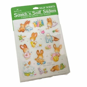 VTG Hallmark 1984 SCRATCH SNIFF Stickers BABY POWDER Bunnies SILLY SCENTS SEALED - Picture 1 of 9