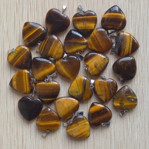 Good quality natural tiger eye stone Love Heart Pendants 50pcs/lot Wholesale - Picture 1 of 2