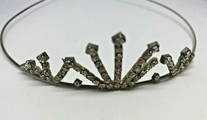 Vintage Silver Crystal Tiara Hair Band Clip Headband Wedding Perfect 1980' - Picture 1 of 5