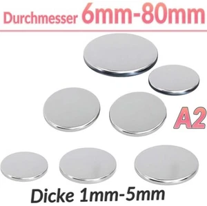 6mm-80mm Ronde Edelstahl Scheibe Platte Rund Blech V2A Geschliffen Dicke 1mm-5mm - Picture 1 of 234