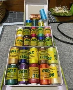 Goelx Art Silk Thread 24+ Spools 100% Viscose Rayon - Picture 1 of 8