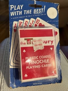 NOS Vintage Treasury Kunststoff beschichtete Pinochle Spielkarten NEU VERSIEGELT ROTE BOX - Bild 1 von 3