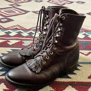 Vintage Acme Packer Western Brown Leather Work Boots Mens 8.5 D - Picture 1 of 22