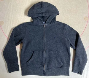 Polo Ralph Lauren Sweatshirt Hoodie Full Zip Youth Kids 8 Small Blue Hooded Pony - Picture 1 of 6