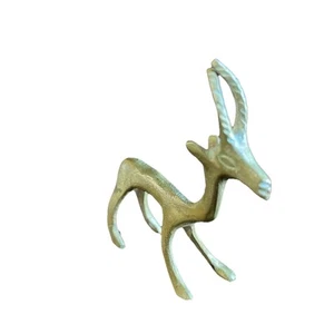 Gold Metal Gazelles (2) And Giraffe Miniature Figurines 2” Tall - Picture 1 of 10