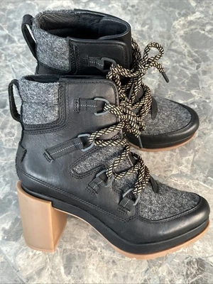 Botín impermeable Sorel Blake de cuero de encaje negro/gris NL3306-01 para mujer 7’ Foto 1 de 4